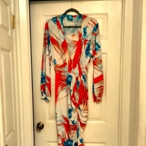 Floral maxi dress with deep V and front slit